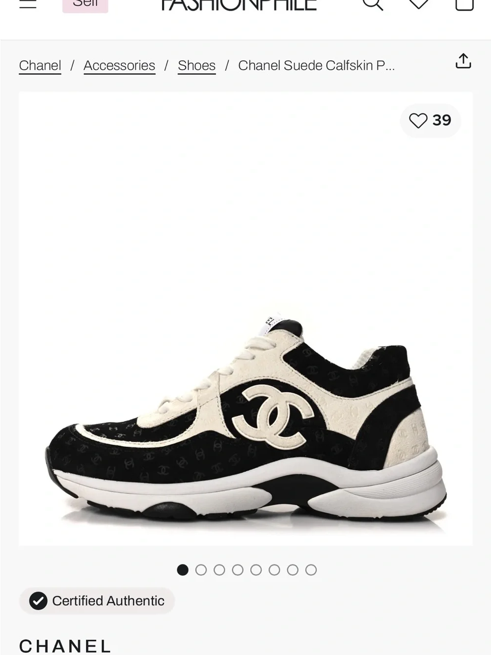CHANEL Suede Calfskin Black and White CC Logo Sneakers Sz 8 1/2 EU 39